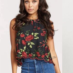 ❤️ Show Me Your MuMu Black and Red Embellished Crop Blouse